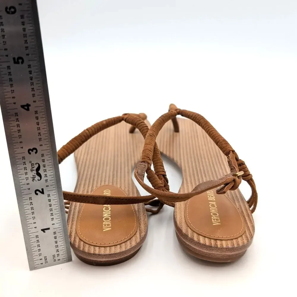 Veronica Beard Amelia Ankle Strap Thong Slingback Sandals Caramel Size US6.5M - Picture 5 of 12